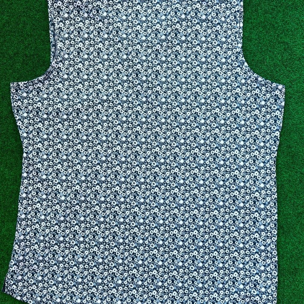 Floral Sleeveless Polo - Navy and White - Picture 3 of 4